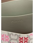 Borsa a tracolla Piccio in misto lana bianca/fucsia/rossa con maniche - 30x36x13 cm