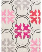 Borsa a tracolla Piccio in misto lana bianca/fucsia/rossa con maniche - 30x36x13 cm