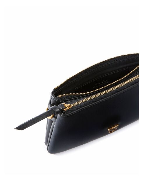 Kleine schwarze Doppel-Schultertasche - 22x12x2,5 cm