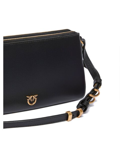 Kleine schwarze Doppel-Schultertasche - 22x12x2,5 cm