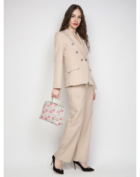 Carrie Shopper Classic Große Tragetasche Weiß/Fuchsia/Rot — 20x11x26 cm