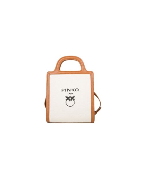 Mini-Tragetasche mit gerahmtem Logo, Jacquardmuster Vögel und Seide Vit. weiß/braun - 30x21x8 cm