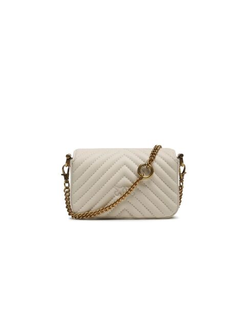 Love Mini Schultertasche Simply 6 Cl Vitello Seta weiß - 13x8x4,5 cm