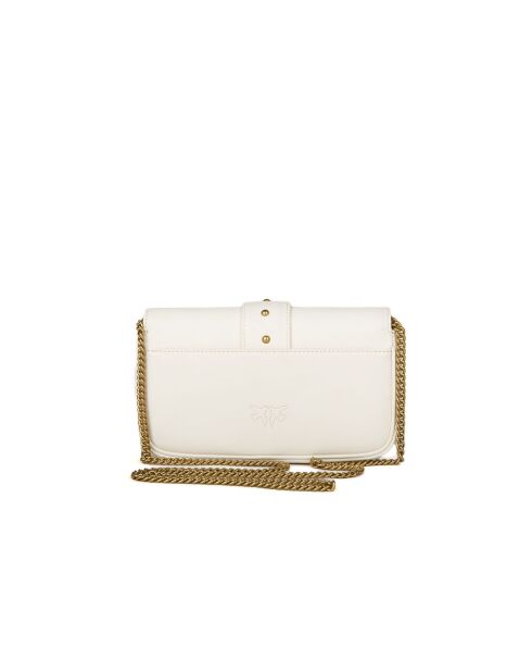 Borsa a tracolla Love One Pocket C in pelle di vitello bianca e seta - 20x12x3,5 cm