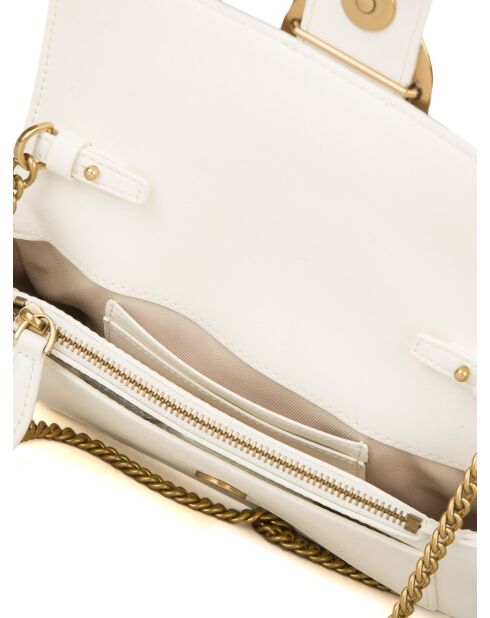 Borsa a tracolla Love One Pocket C in pelle di vitello bianca e seta - 20x12x3,5 cm