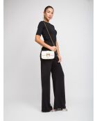 Borsa a tracolla Love One Pocket C in pelle di vitello bianca e seta - 20x12x3,5 cm