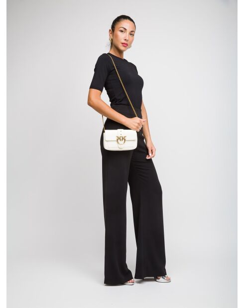 Borsa a tracolla Love One Pocket C in pelle di vitello bianca e seta - 20x12x3,5 cm