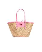 Panier Love Summer Rafia + Vit naturel/rose - 27x46x21 cm