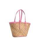 Panier Love Summer Rafia + Vit naturel/rose - 27x46x21 cm