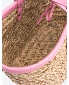 Panier Love Summer Rafia + Vit naturel/rose - 27x46x21 cm