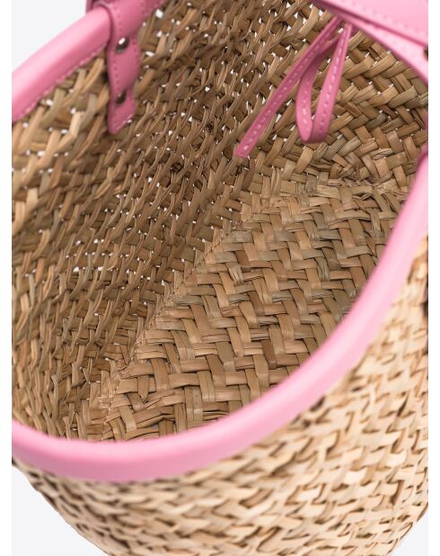 Panier Love Summer Rafia + Vit naturel/rose - 27x46x21 cm