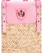 Panier Love Summer Rafia + Vit naturel/rose - 27x46x21 cm