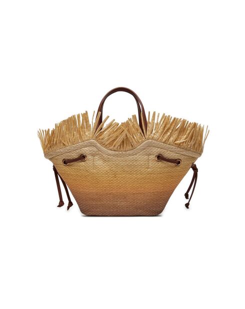 Rafia Small Shopper Pagode Bratpfanne, Strandtasche, 33 x 10 x 45 cm, beige/braun