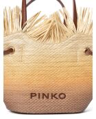 Rafia Small Shopper Pagode Bratpfanne, Strandtasche, 33 x 10 x 45 cm, beige/braun