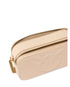Sac bandoulière Étui pour appareil photo Carrie Mini en cuir grainé beige grigio - 18x10x6 cm