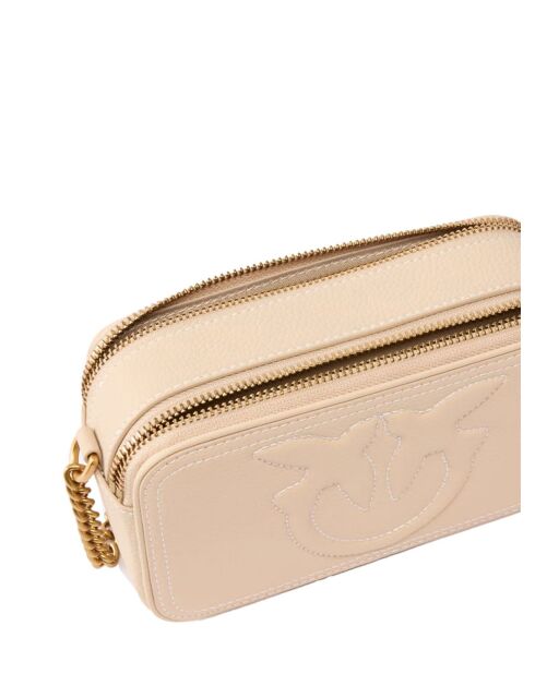 Sac bandoulière Étui pour appareil photo Carrie Mini en cuir grainé beige grigio - 18x10x6 cm