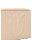 Sac bandoulière Étui pour appareil photo Carrie Mini en cuir grainé beige grigio - 18x10x6 cm