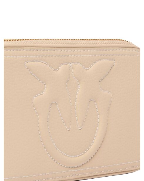 Sac bandoulière Étui pour appareil photo Carrie Mini en cuir grainé beige grigio - 18x10x6 cm