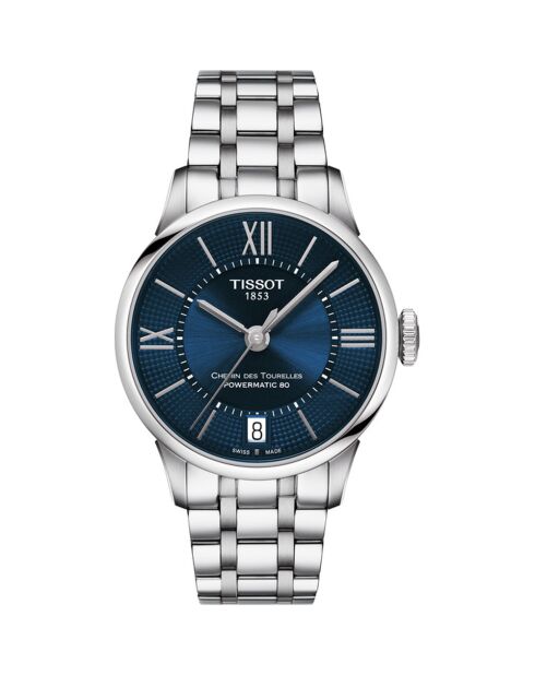 T-Classic automatisch horloge van zilver/blauw staal voor dames