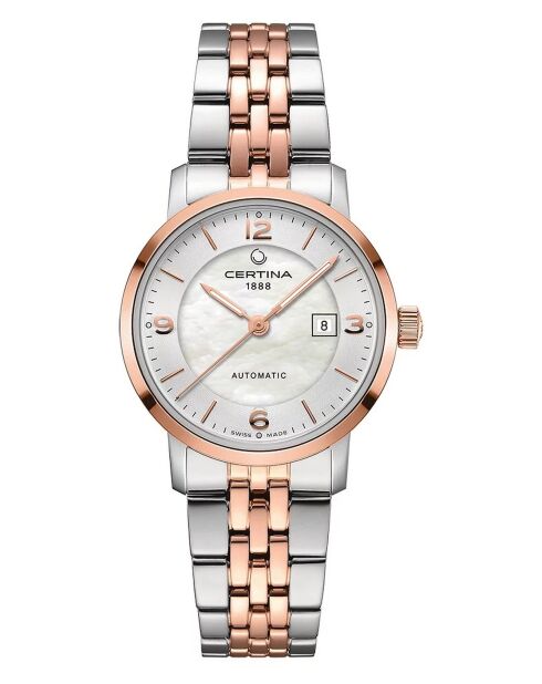 Reloj automático Certina C0350072211701 para mujer en acero plateado/oro rosa