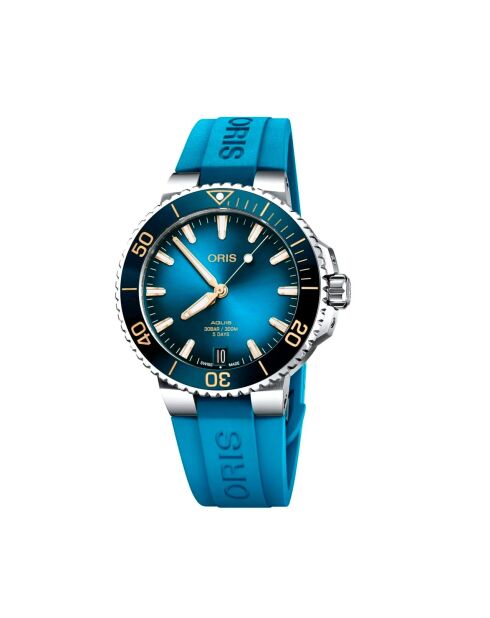 Montre automatique homme Oris en caoutchouc bleue