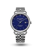 Emile 98 mechanisch herenhorloge van zilver/blauw staal