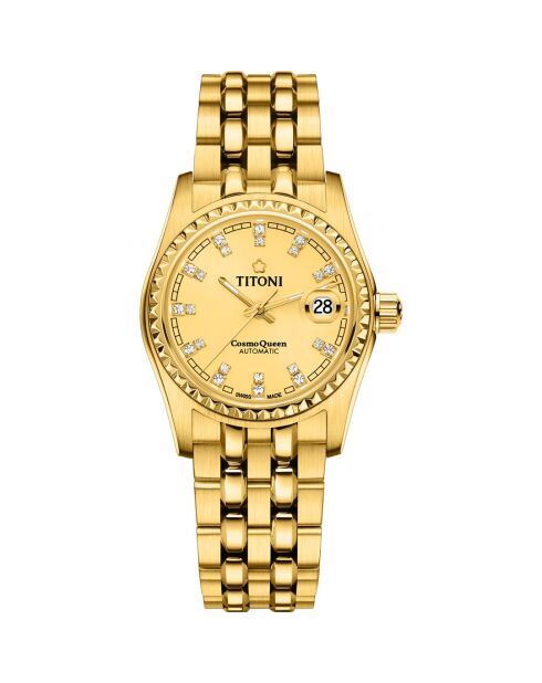 Montre automatique femme Titoni G-306 en acier dorée
