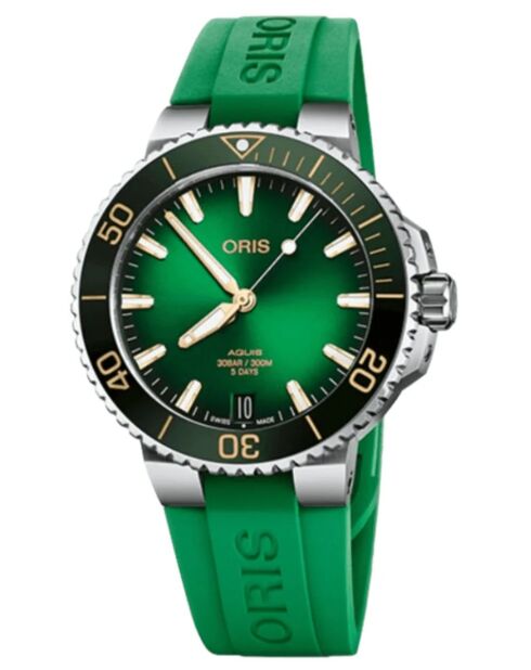 Oris Herren-Automatikuhr aus grünem Gummi