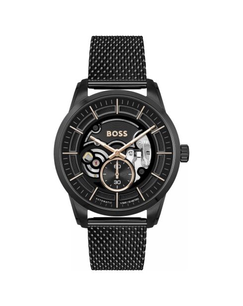 Orologio automatico Fecha in acciaio nero