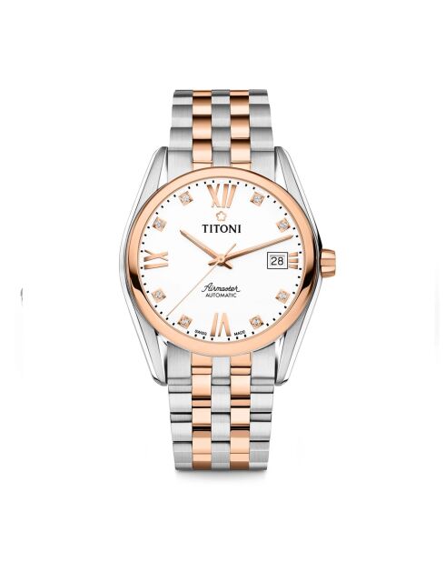 Titoni G-063 automatisch herenhorloge in zilver/roségoud staal