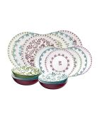 Set Trattoria in porcellana verde/viola/blu 18 pezzi