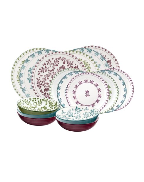 Set Trattoria in porcellana verde/viola/blu 18 pezzi
