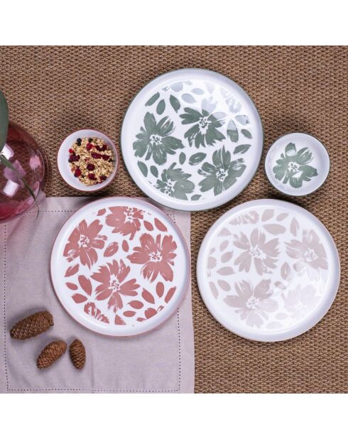 Hanae 30-teiliges Geschirrset aus rosa/beige/grünem Porzellan