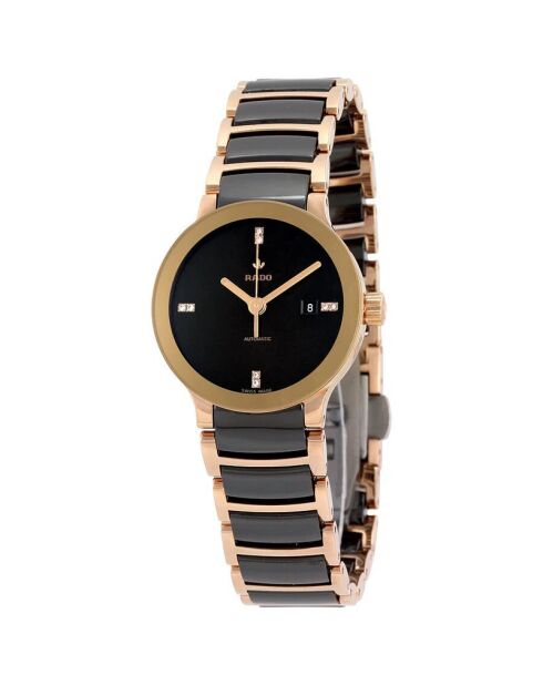 Rado Automatikuhr für Damen aus schwarz/roségoldenem Stahl