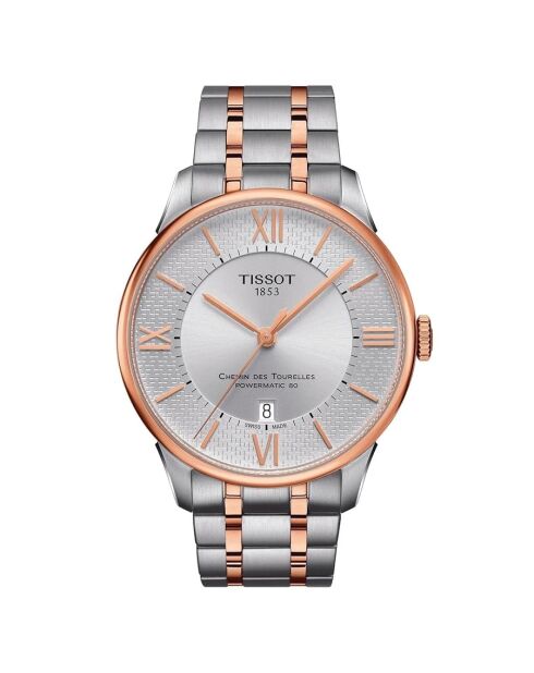 Tissot Herren-Automatikuhr aus silber/roségoldenem Stahl