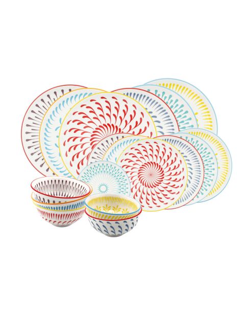 Set 18 pezzi in porcellana multicolore Kyoto