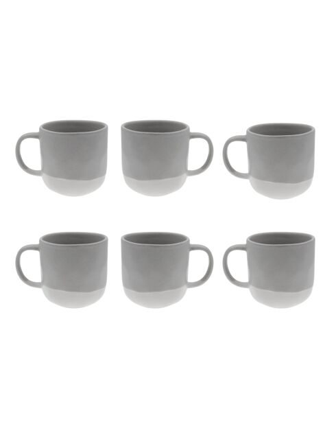 Set di 6 tazze in ceramica grigio/bianco - 12,5×8,7 cm