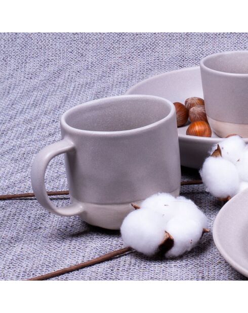 Set di 6 tazze in ceramica grigio/bianco - 12,5×8,7 cm