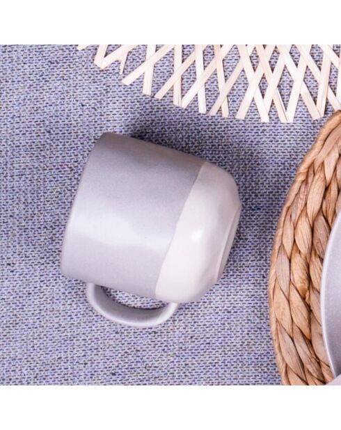 Set di 6 tazze in ceramica grigio/bianco - 12,5×8,7 cm