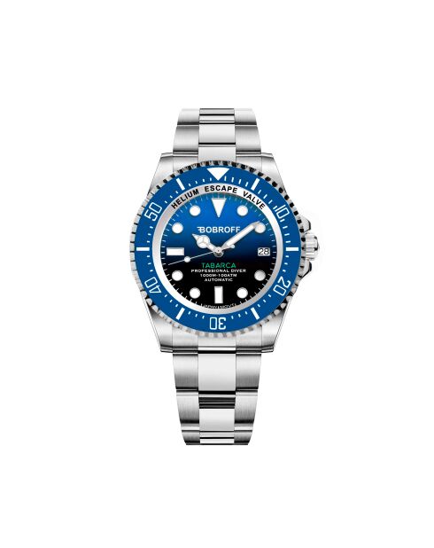 Tabarca Herren-Automatikuhr aus silber/blauem Stahl