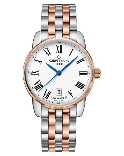 Certina C0348072201300 Herren-Automatikuhr aus silberfarbenem und roségoldenem Stahl