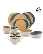 Juego de vajilla Coralia de porcelana naranja/verde de 30 piezas
