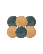 Juego de vajilla Coralia de porcelana naranja/verde de 30 piezas