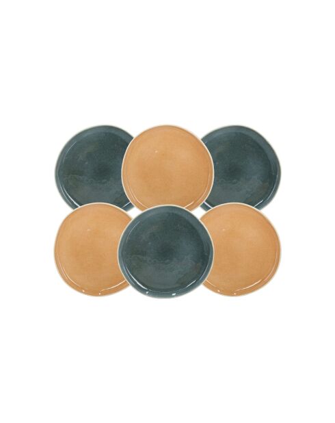 Juego de vajilla Coralia de porcelana naranja/verde de 30 piezas