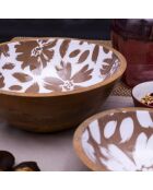 Set mit 2 Hanae Salatschüsseln und Besteck aus braunem Mangoholz