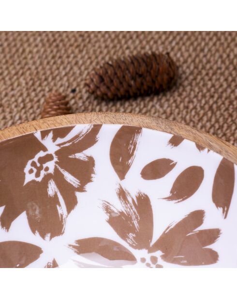 Set mit 2 Hanae Salatschüsseln und Besteck aus braunem Mangoholz