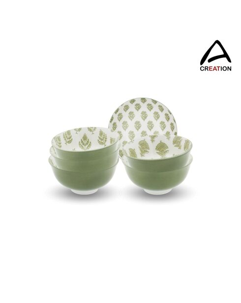 Lot de 6 petits bols Soliman en porcelaine verts - 11x6 cm