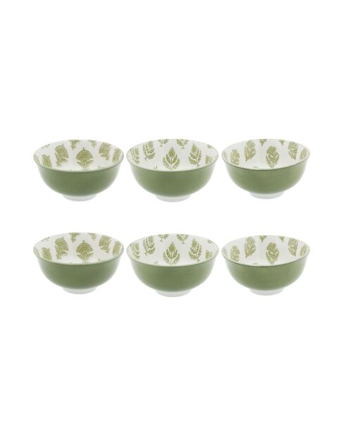 Lot de 6 petits bols Soliman en porcelaine verts - 11x6 cm