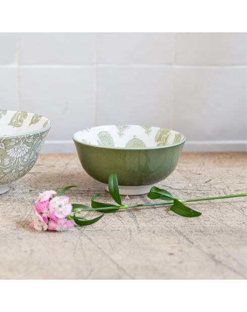 Lot de 6 petits bols Soliman en porcelaine verts - 11x6 cm