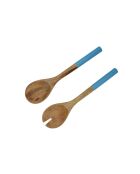 Lot de 2 saladiers + couverts Kyoto en bois de manguier bleu